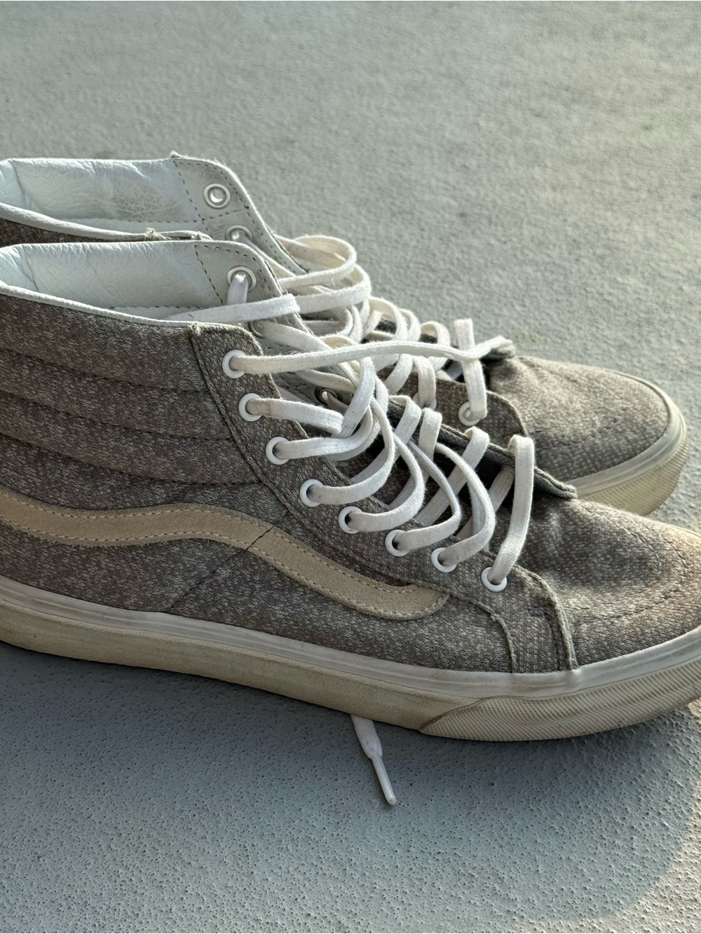 Vans High-Top Canvas Sneakers in Gray and White